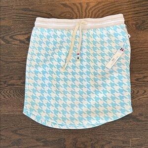 Sol Angeles Light Blue & White Houndstooth Drawstring Skirt